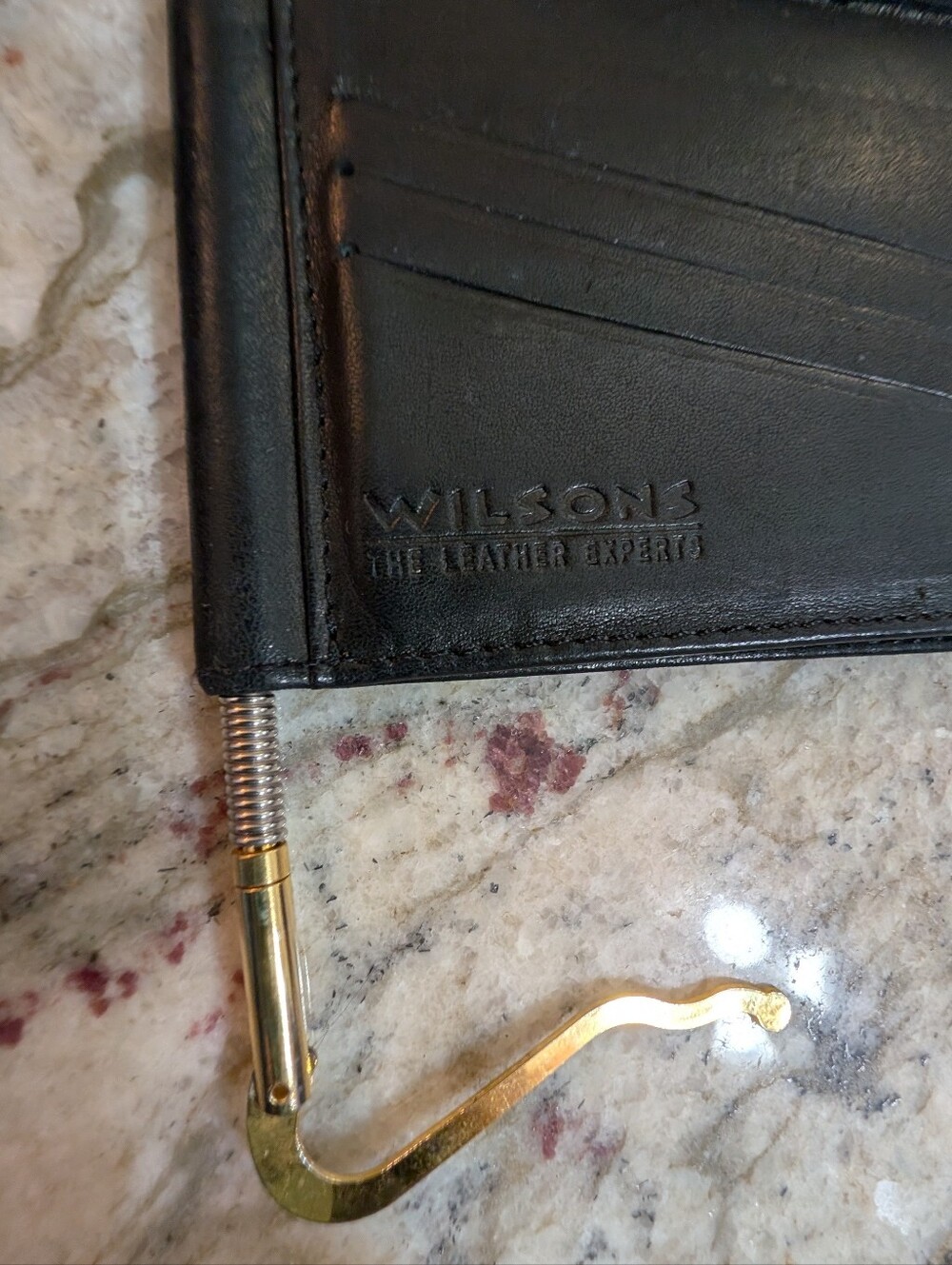 WIlsons Leather Experts Men's Wallet & Money Clip Gold Tone Trifold Black Unused
